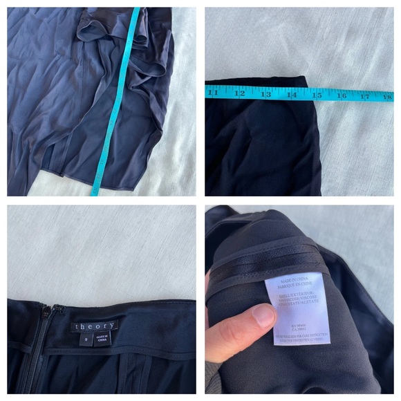 Theory size 8 black satin asymmetrical skirt - Picture 4 of 10